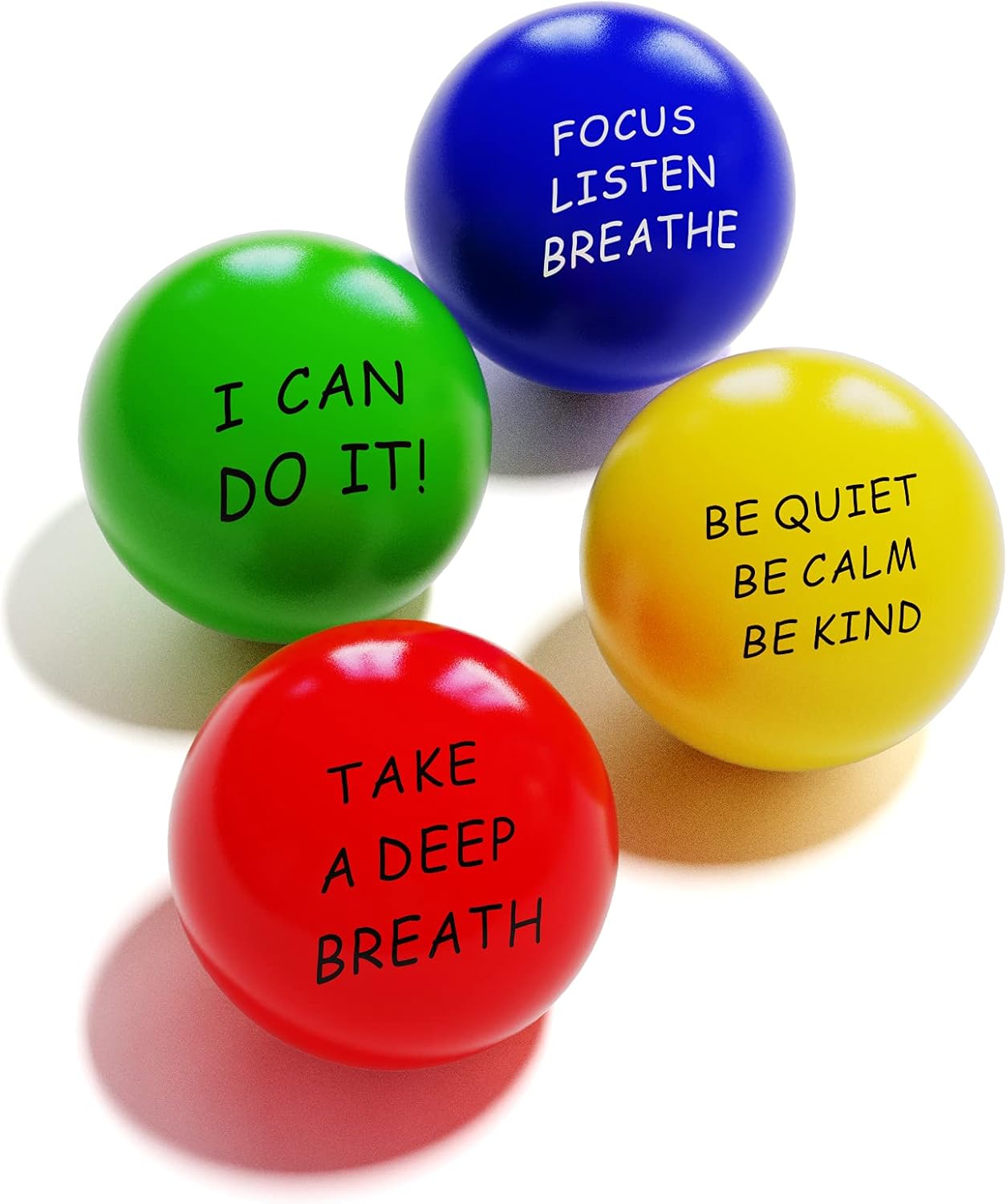 ALMAH Stress Balls for Adults and Kids (4 Pack), Squeeze Balls, Hand Exercise Therapy Balls for Relief, Anxiety, Fidget, Tension, Manage Anger and Stress