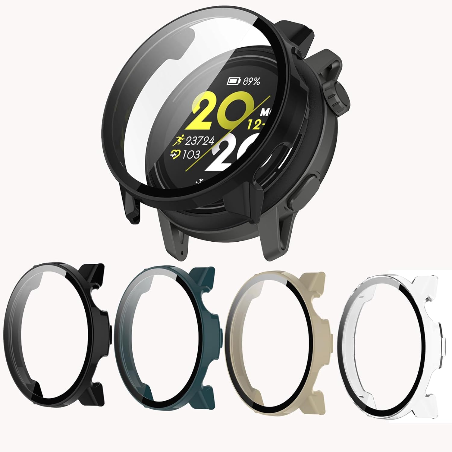 [4-Pack] Screen Protector Case with Tempered Glass Compitible with COROS PACE 3 Smart Watch, Hard PC Case Screen Protector Cover Bumper Accessories for Women Men