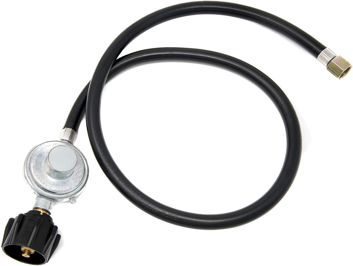 GasOne Propane Regulator 3 Feet Universal QCC1 Grill Replacement with 42 inches hose for Most LP Gas Grill, Heater and Fire Pit Table, 3/8" Female Flare Nut