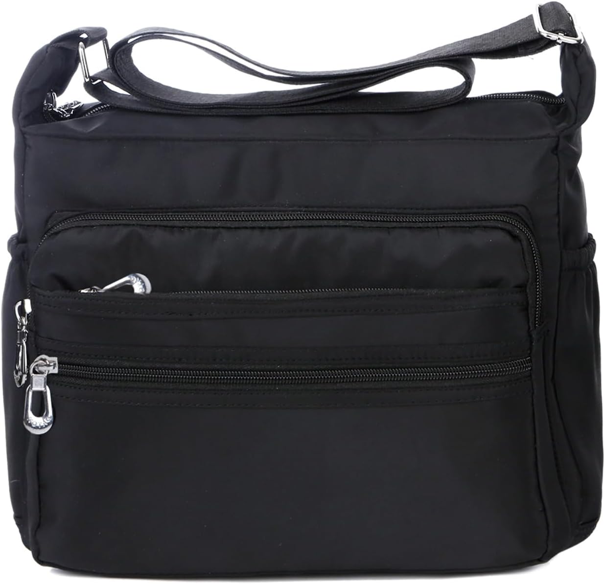 NOTAG Womens Shoulder Bag Multi Pocket Crossbody Bag Waterproof Tote Handbag Travel Purse Lightweight Messenger Bag for Casual Sport Hiking Travel, 2 Size (L, black)