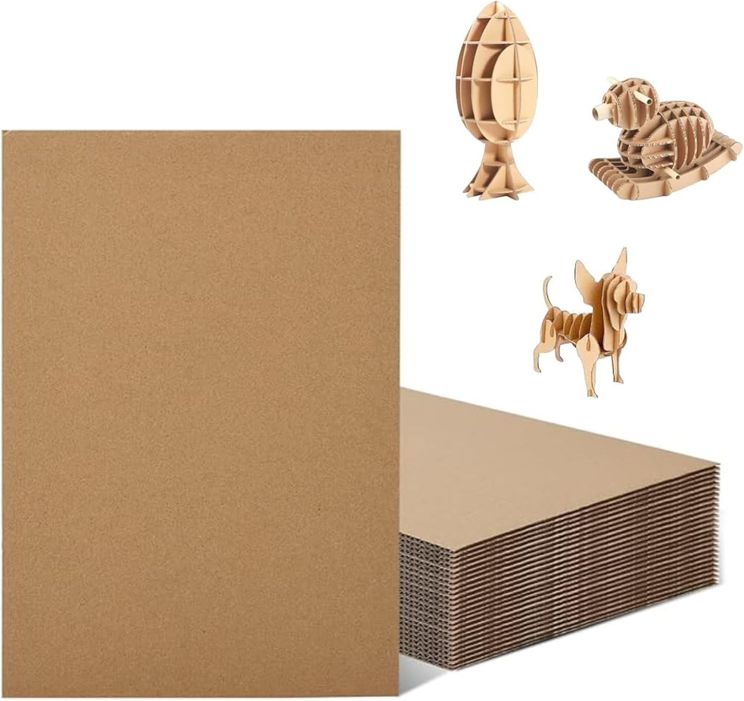 20 Pack Corrugated Cardboard Sheets, 3mm Thickness Large Kraft Board, A4 (210 x 297 mm) Thick Cardboard Sheets, for Painting, Modeling, Arts, Craft, DIY, Packaging, Shipping&Mailing