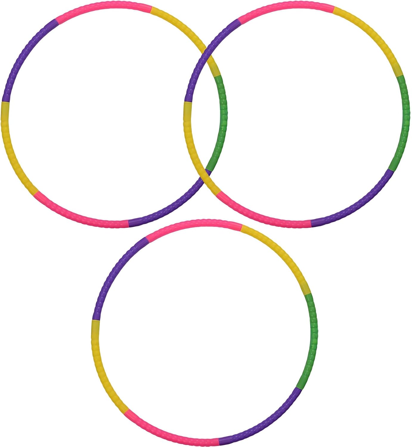 3 PCS Hula Hoops for Kids, Detachable Kids Hula Hoops 7-Section Durable Multi-Color for Fitness Dance Outdoor Play Gym Class, School Sports