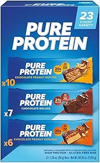Pure Protein Bars, Nutrient Rich Snacks with High Protein for Energy Support, Minimal Sugar, Gluten-Free, Variety Pack (In NEYUM Packaging) (23 Pack)