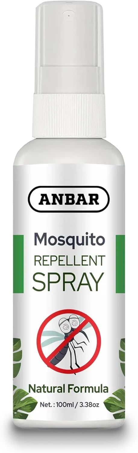 Anbar Natural Insect Repellent Spray 100ml for Body, Skin - 8 Hour Protection, Safe Deet-Free, Repels Mosquitoes, Midge, Biting Insects for Adults & Kids