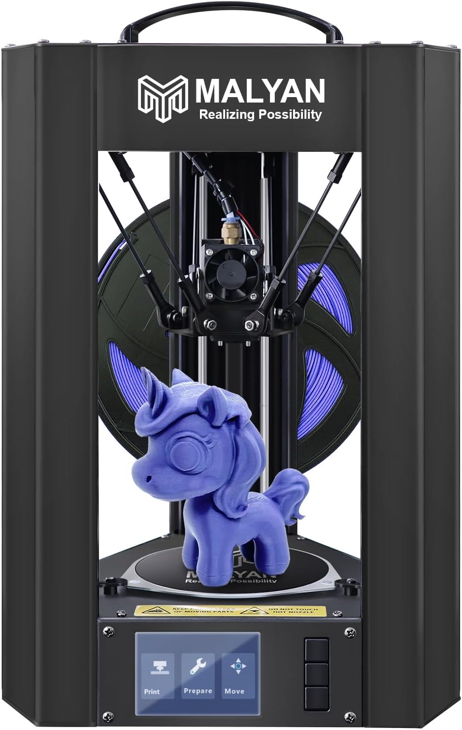 MALYAN M300 Mini Delta 3D Printer - Fully Assembled FDM 3D Printers for Kids and Beginners, Free Sample PLA Filament and MicroSD Card Preloaded with Printable 3D Models, Printing Size 110x120 mm