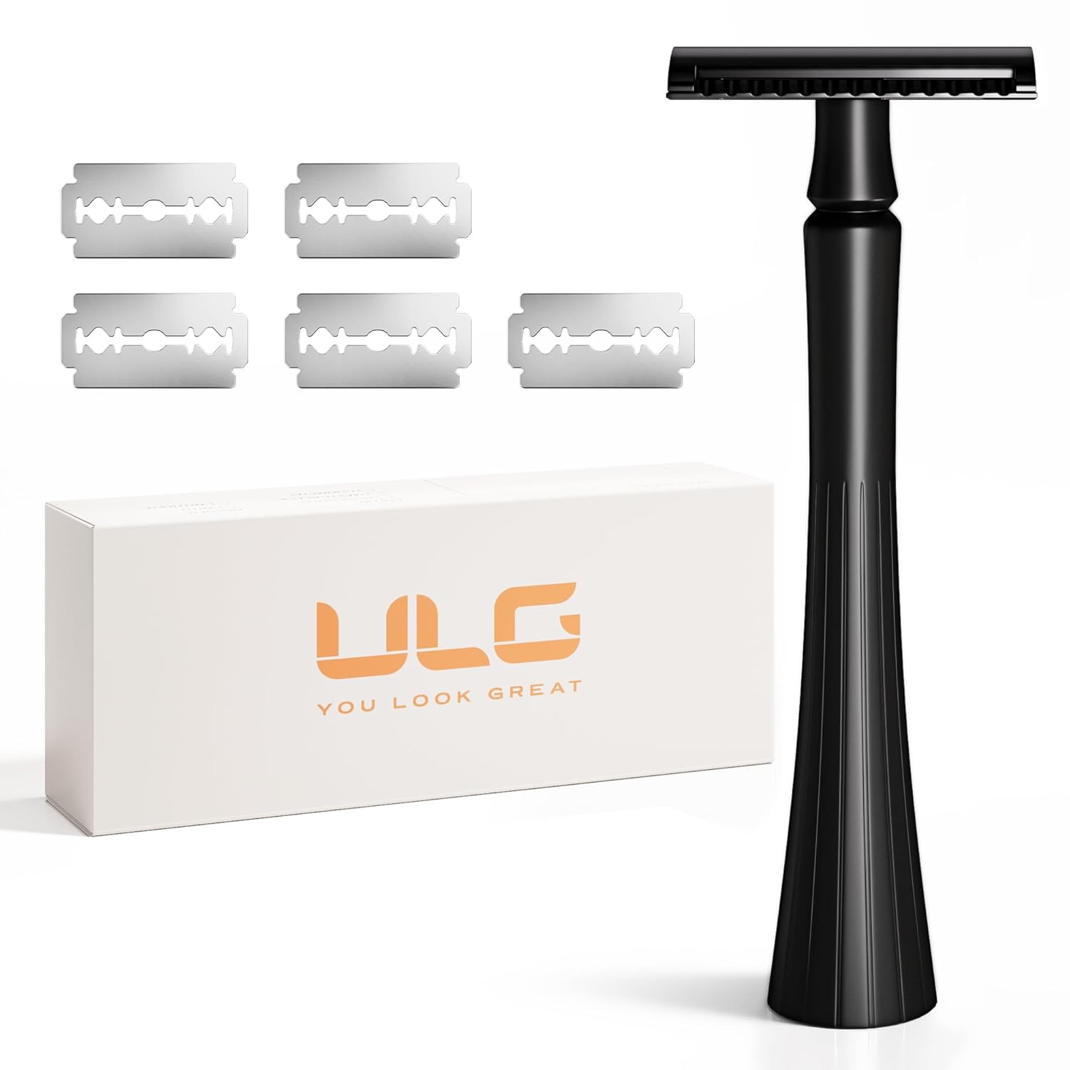 Safety Razor, Single Blade Razors for Men, 1 Reusable Metal Blade Razors, 5 Double Edge Safety Razor Blades, Close and Smooth Wet Shaving Experience, Black