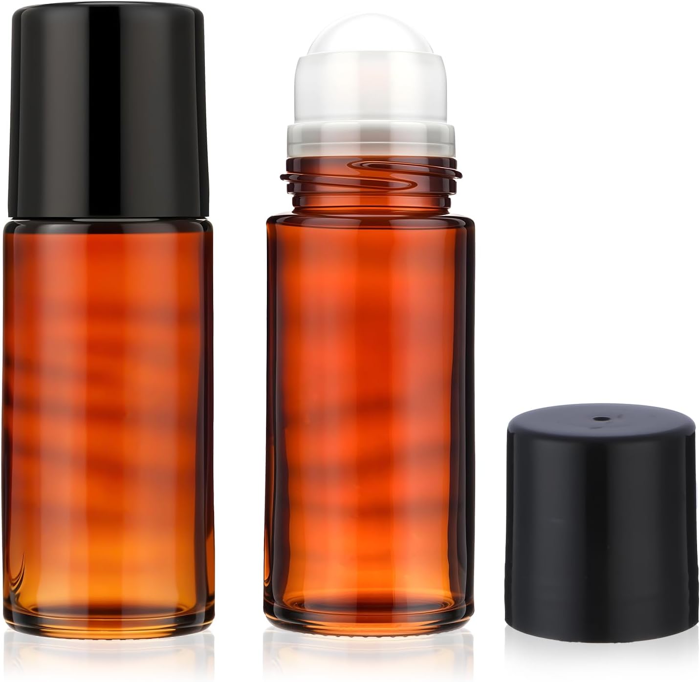 YUXIANLB 50ml Glass oil Oil Roller Bottles, 2PCS Refillable Roll on Bottles for Essential Oils Perfume Cosmetics, Roller Ball Applicator Empty Deodorant Bottle Containers