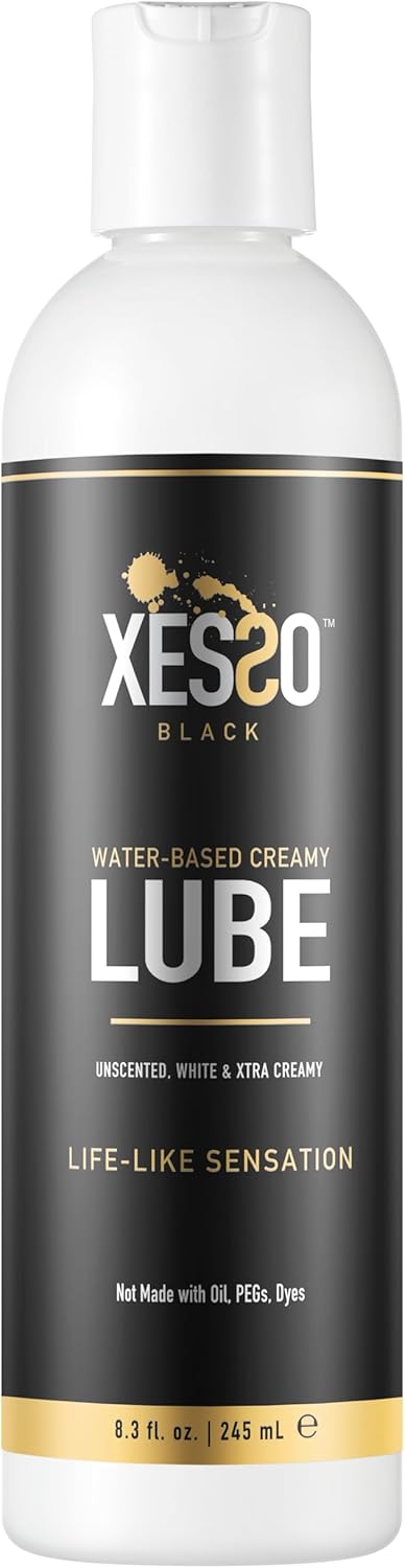 Waterbased Creamy White Lube, Unscented 8 fl.oz. Paraben & Glycerin-Free Long-Lasting Sex Lubricant Gel for Sensitive Skin, Women & Men & Couples, Massage, Slippery, Made in US