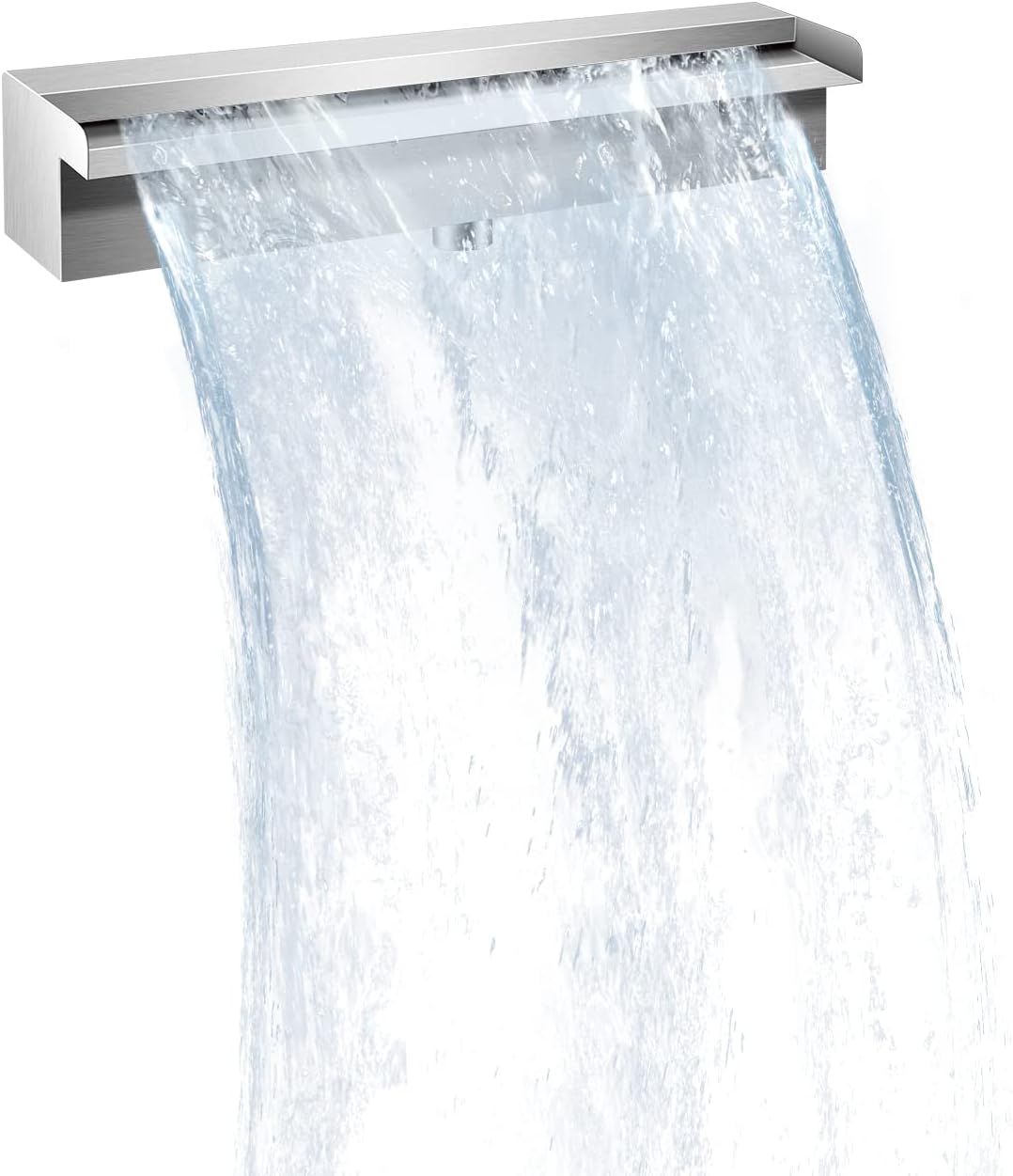 Pool Waterfall Fountains, Stainless Steel Rectangular Pool Waterfall Spillway with Pipe Connector for Indoor/Outdoor Decorative (11.8 Inch)