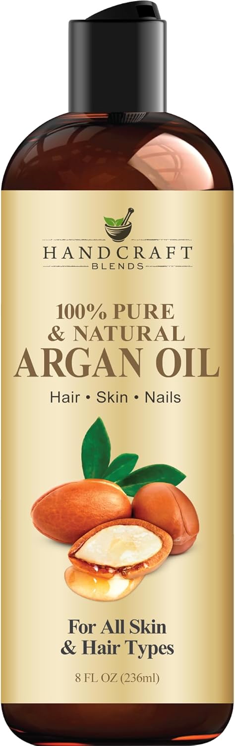 Handcraft Blends Argan Oil - 8 Fl Oz - 100% Pure and Natural - Premium Grade Carrier Oil for Skin and Hair - Hair and Body - Massage - Cold-Pressed