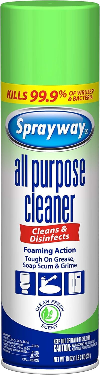 Sprayway All Purpose Cleaner Foaming Spray | Fresh Scent | 19oz | 1 Pack | Disinfectant, Foaming Multi-Surface Cleaner, Cuts Grease & Grime | Kills 99.9% of Germs