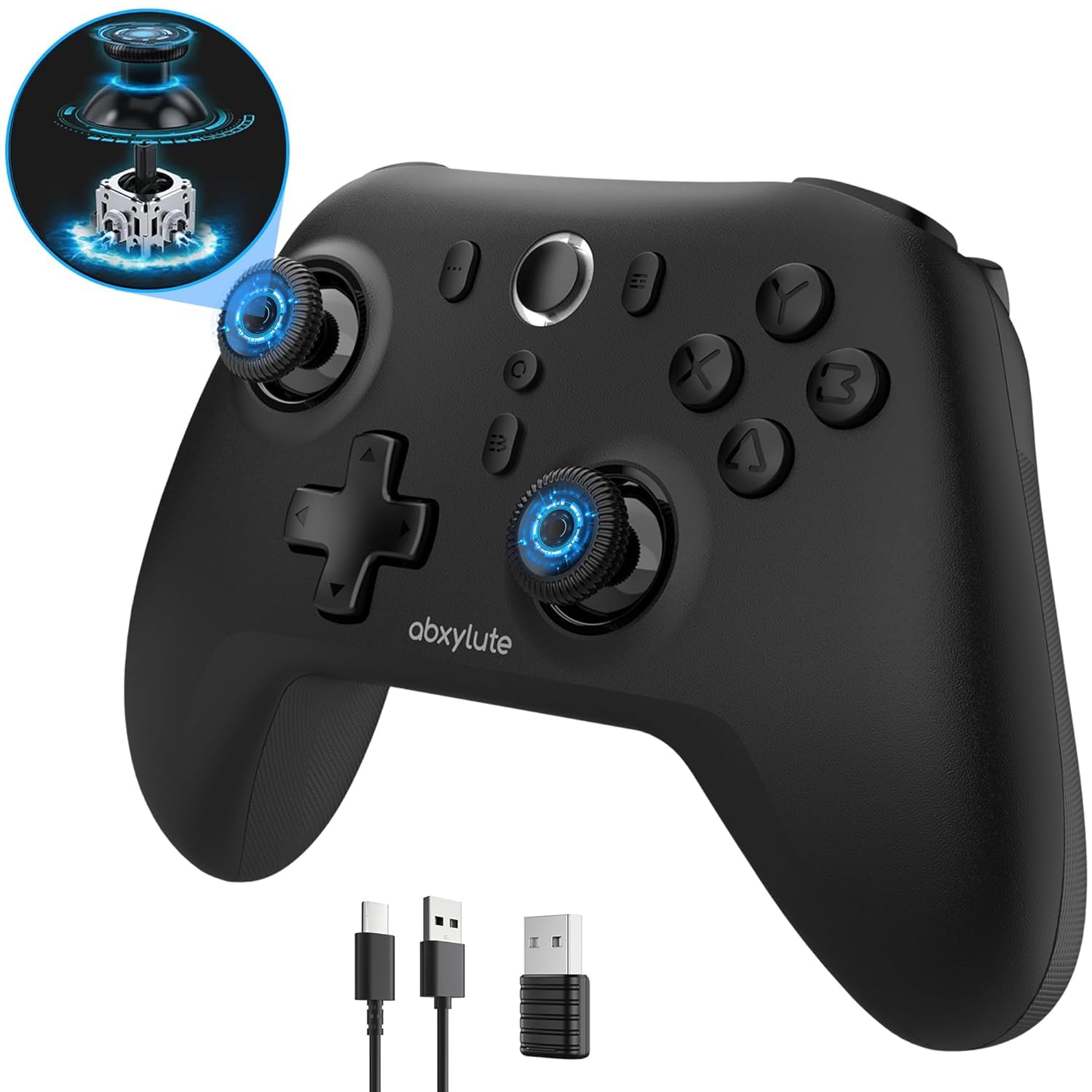 abxylute C6 Wireless PC Controller, Bluetooth Game Controller -1000Hz Polling Rate- Hall Effect Joystick for Windows PC, Switch 1&2, Steam Deck, Android TV/Mobile, iOS, MAC &Tesla Vibration Turbo Lightweight