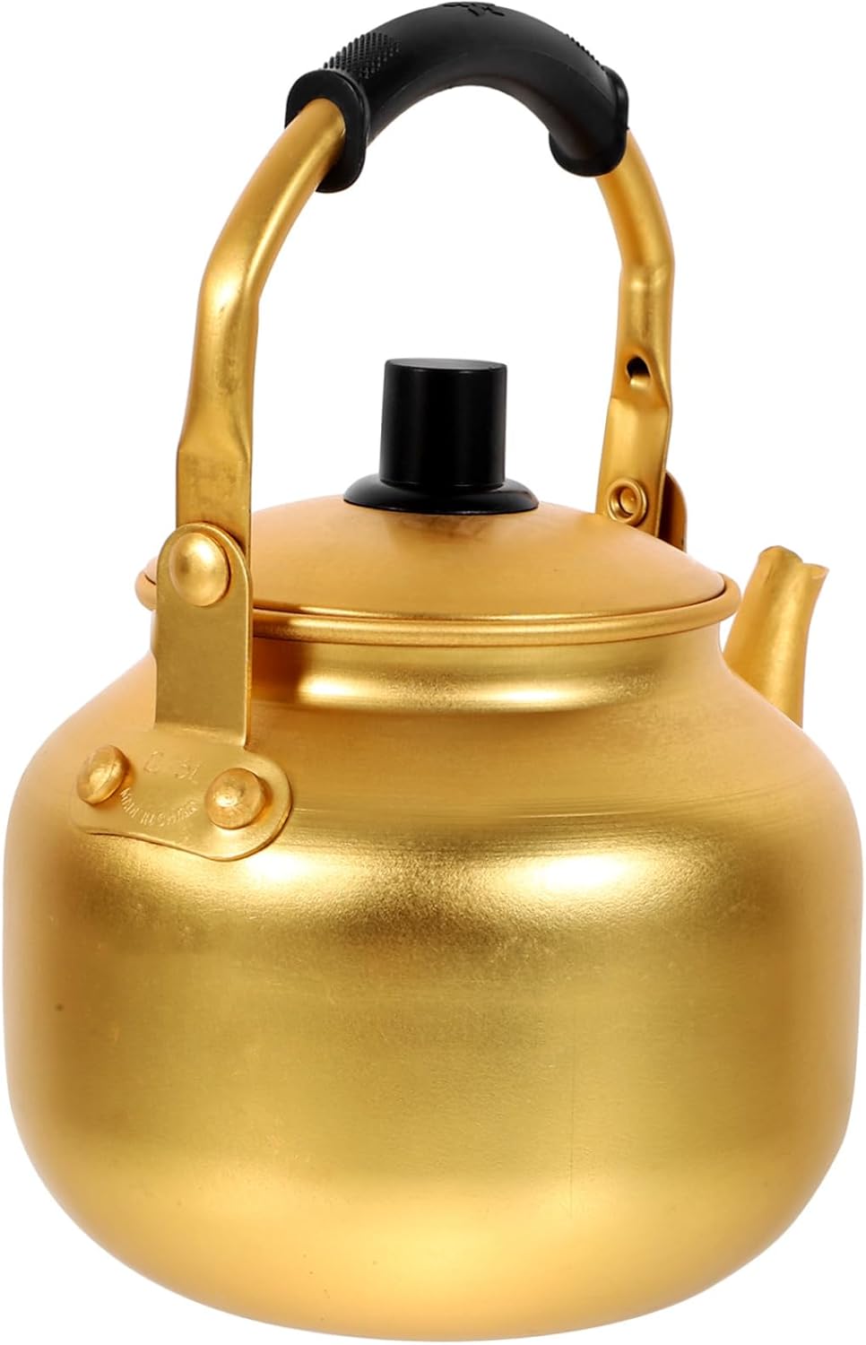 Mikinona 0.75l Yellow Aluminum Kettle Portable Stovetop Water Boiler Anti-scald Handheld Teapot for Tea and Rice Wine