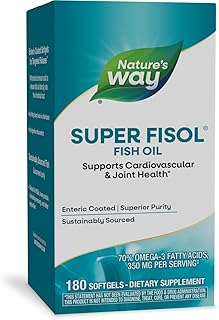 Nature's Way Super Fisol Fish Oil, Enteric Coated, Supports Cardiovascular and Joint Health*, Mega Potency Omega-3s, 180 Softgels (Packaging May Vary)