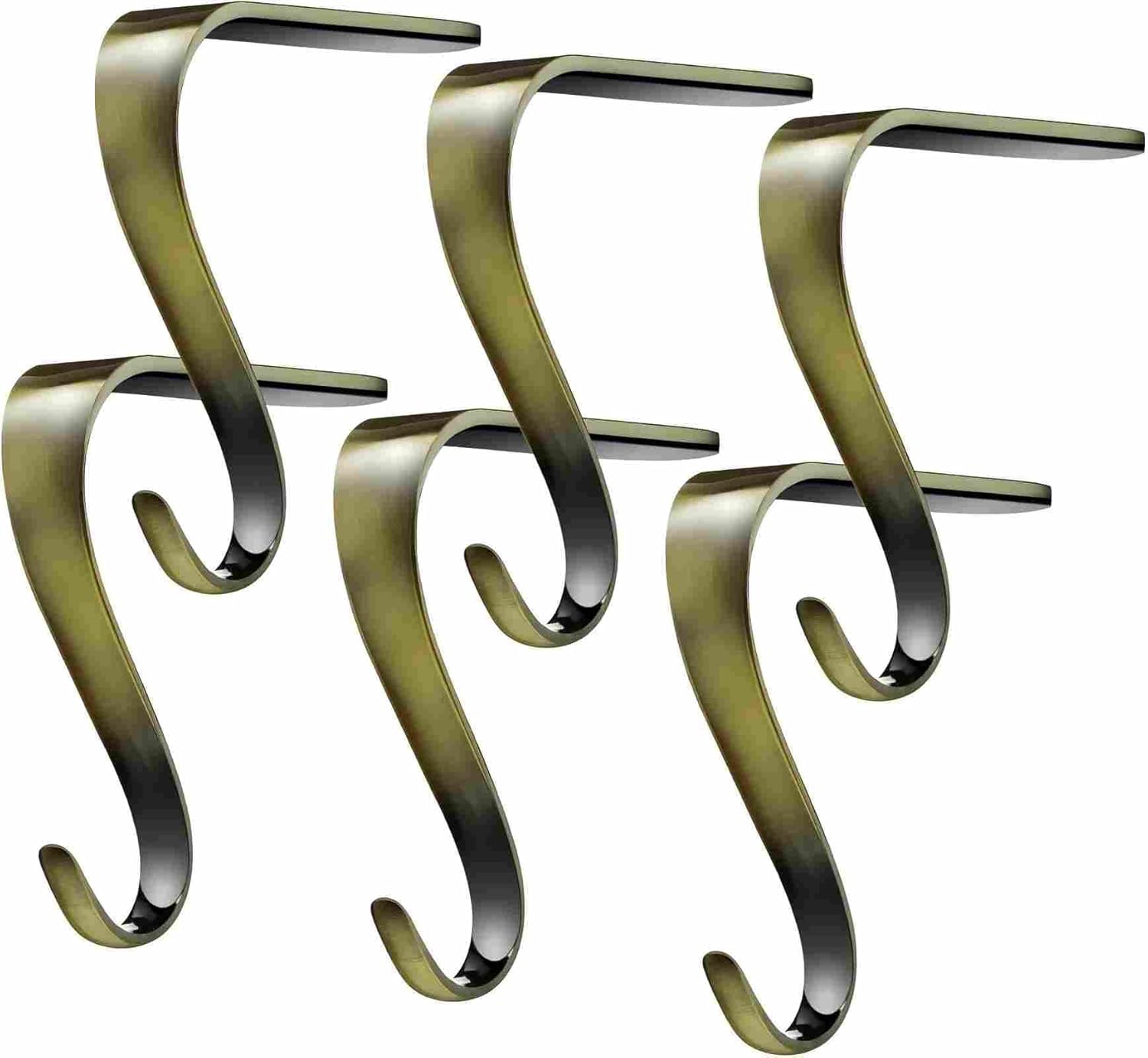 BOAO 6 Pcs Christmas Stocking Holders Metal Mantel Stockings Hangers Shelf Fireplace Garland Mantle Grips Set (Bronze Color)