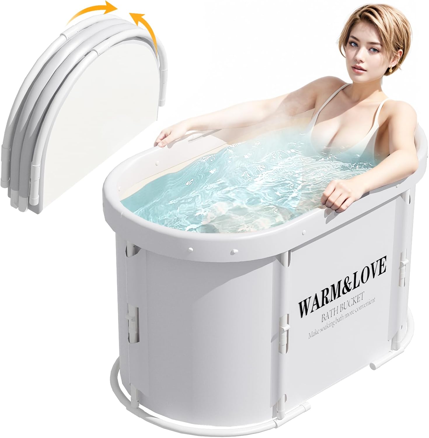Portable Foldable Bathtub, Soaking Bathtub for Hot Shower and Ice Bath, Sauna Bath Tub for Adults (94L x 55W x 56H cm)