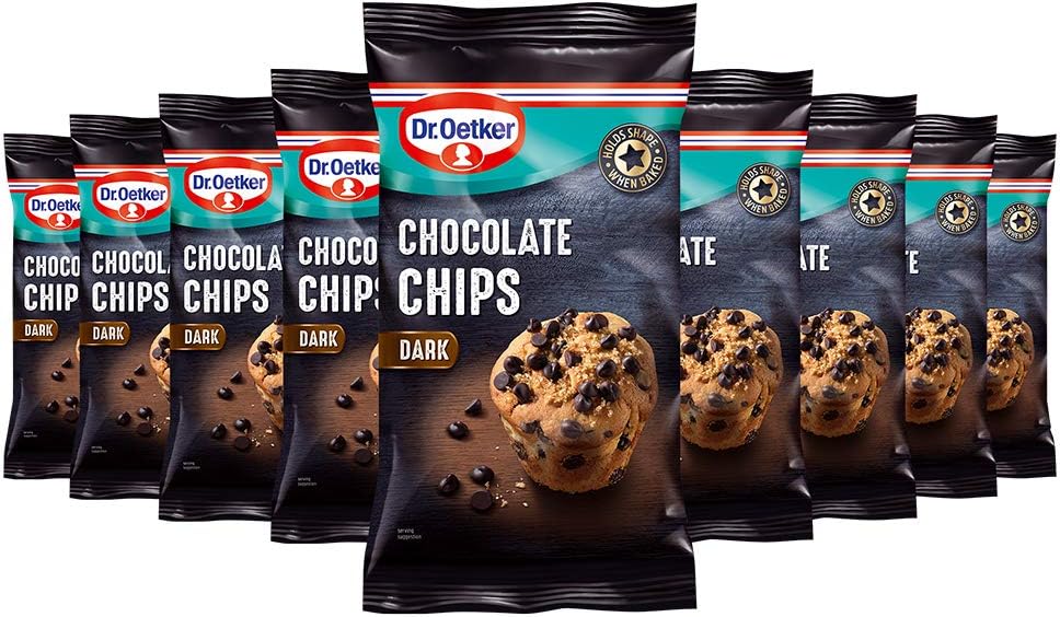 Dr. Oetker Dark Chocolate Chips, 900g, Pack of 9 x 100g