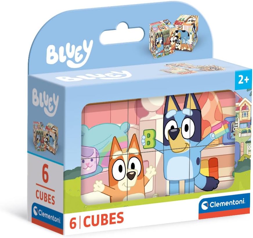 Clementoni Jigsaw Puzzle Bluey 6 Pieces - Cube Supercolor Puzzle For Children 2-4 Years, Cartoon, Gift For Boy/Girls, Puzzle For Kids, Made In Italy, 40662