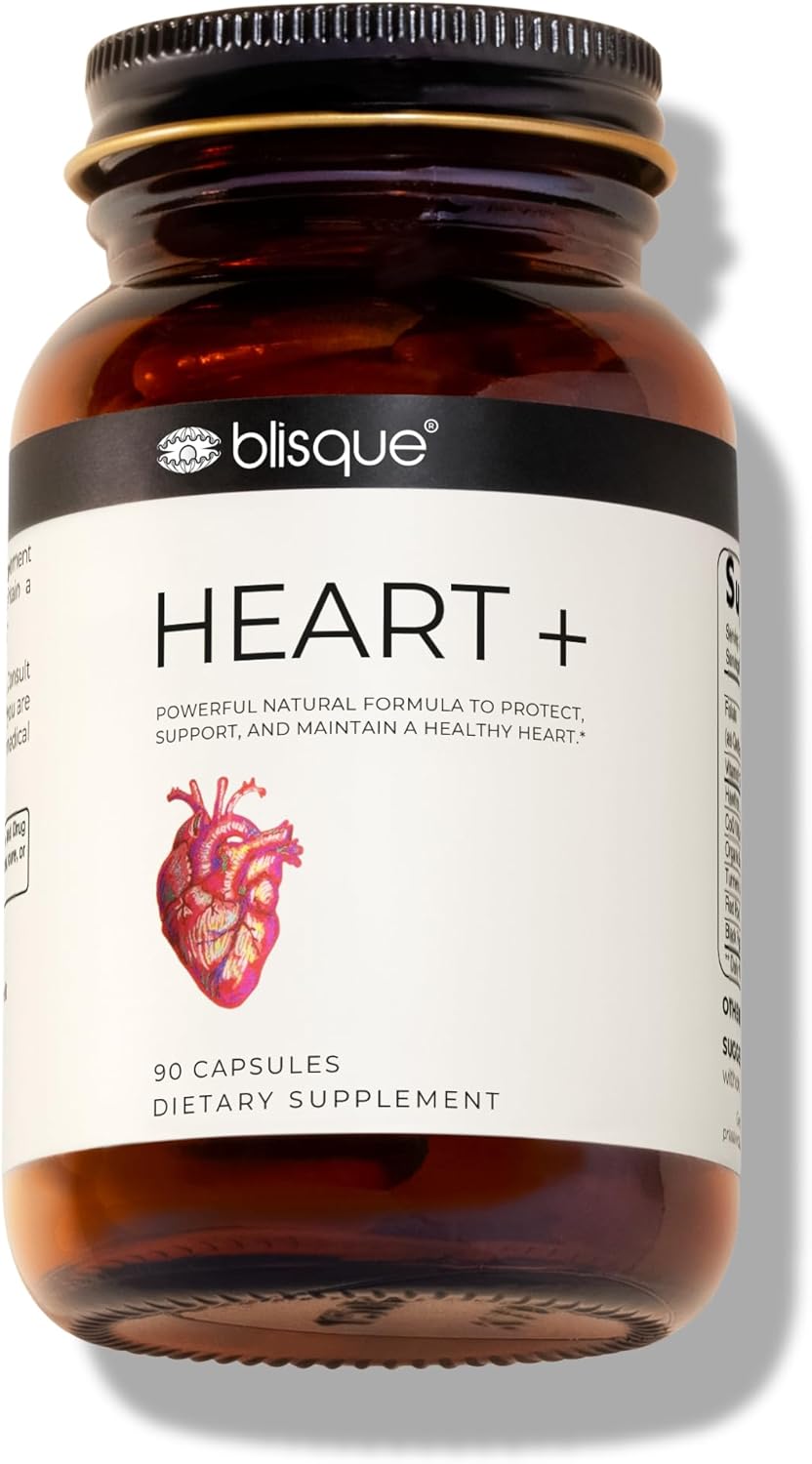Blisque – Natural Blood Pressure Support Supplement for Heart Health and Circulation | Doctor-Approved | with 200 mg CoQ10, Hawthorn Berry, Beet Root, Turmeric | 90 Capsules