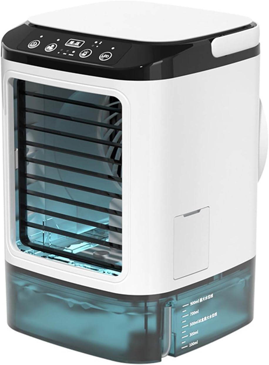 Air Cooler, Mini Portable Air Conditioner Fan,Noiseless Evaporative Air Humidifier,Air Con Unit,3 in1 Desk Air Cooler 3 Wind Speeds,Cooling Mist,7 LED Lights Desk Cooler for Home Travel Office