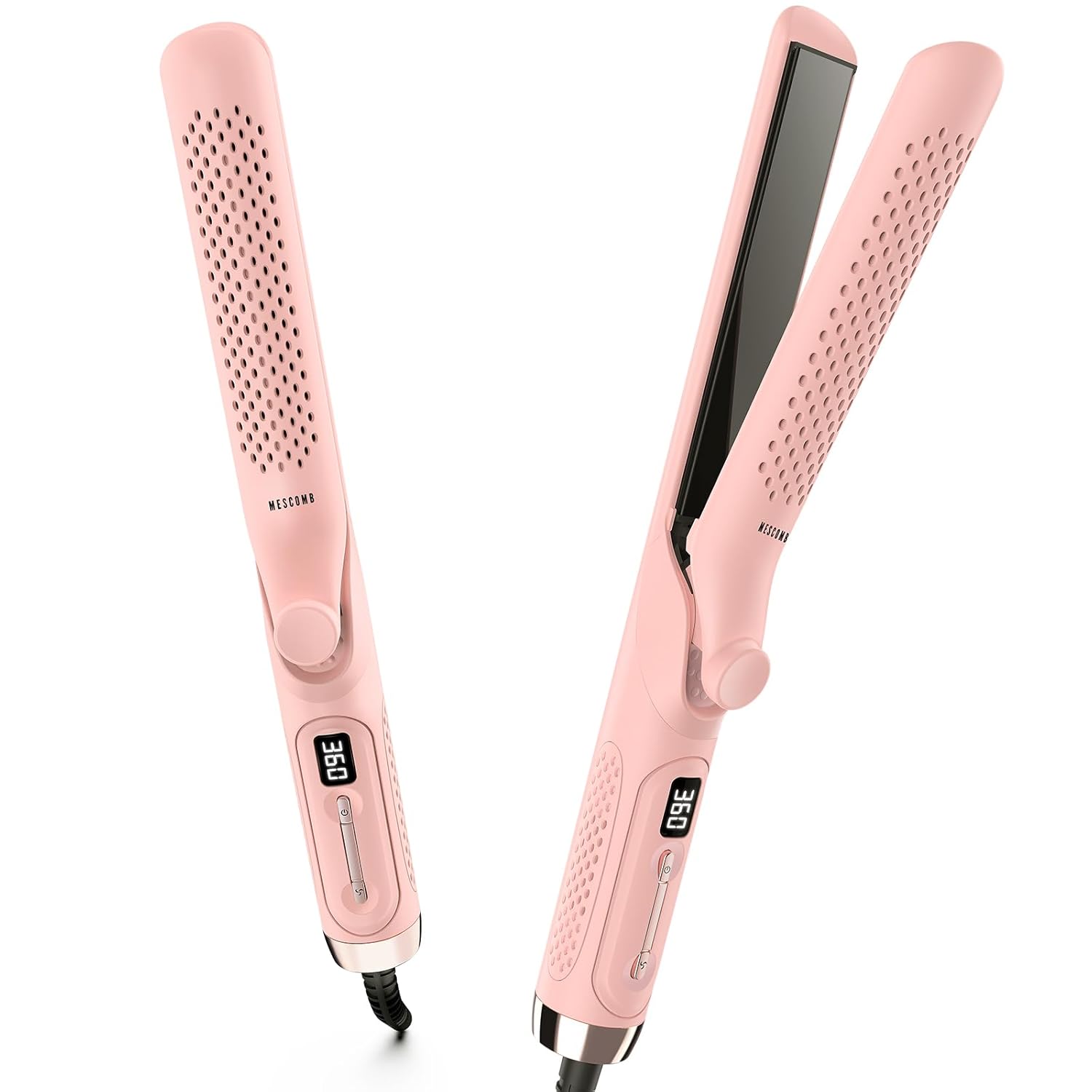 360° Airflow Styler – 1 Inch 2-in-1 Hair Straightener & Curler with Vented Cool Air for Style Locking, Extra Long Flat Iron, Dual Voltage for European Travel