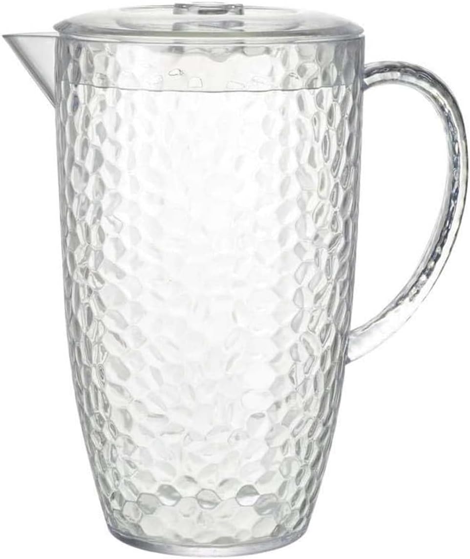 Bello Dimple Clear Plastic Reusable 2 Litre Picnic Water Jug Pitcher with Lid