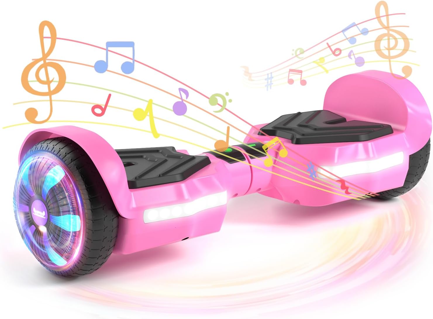 Scooter, Bluetooth Speakers and LED Light-Up Wheels, APP Control, Dual 250W Motors, 8.5 mph Max Speed & 8.5 Miles Max Range, Gifts for Kids Adults Girls Boys