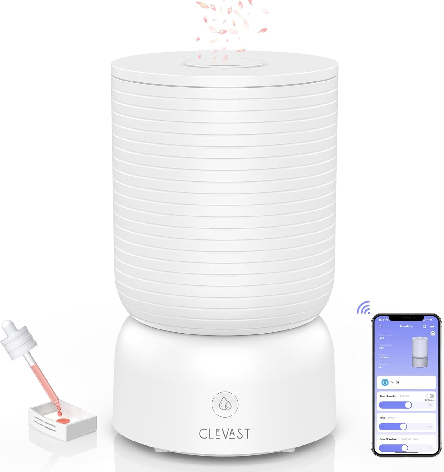 CLEVAST Humidifier for Bedroom, 3L Humidifier for Large Room, 360° Rotatable 24H Last, APP Control, Work with Alexa, Quiet Air Humidifiers for Baby Nursery & Plants