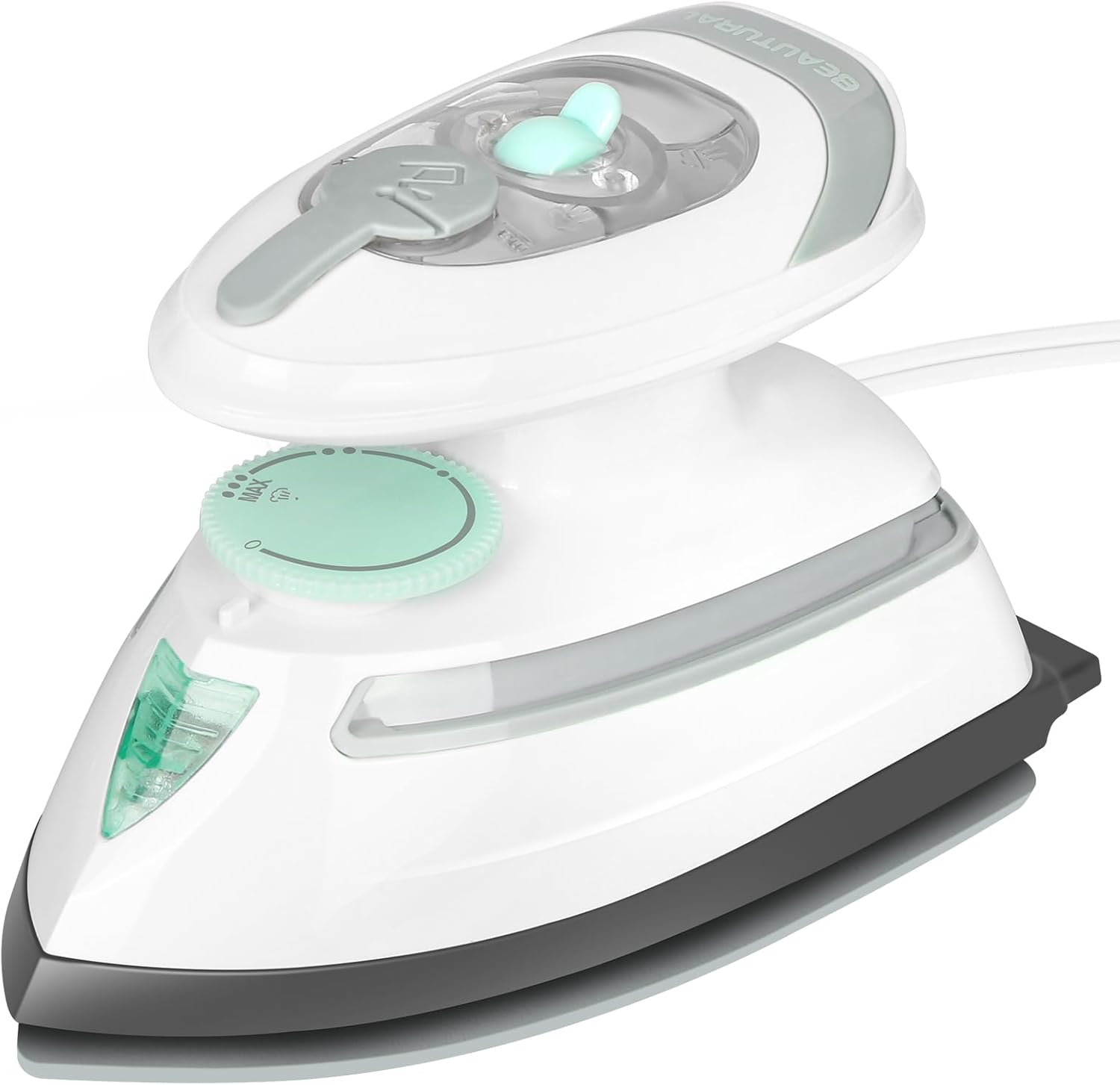 BEAUTURAL Mini Travel Steam Iron for Clothes with Dual Voltage, Temperature Control, Non-Stick Soleplate and Cord Storage, Ideal for Sewing, Quilting and Handcraft