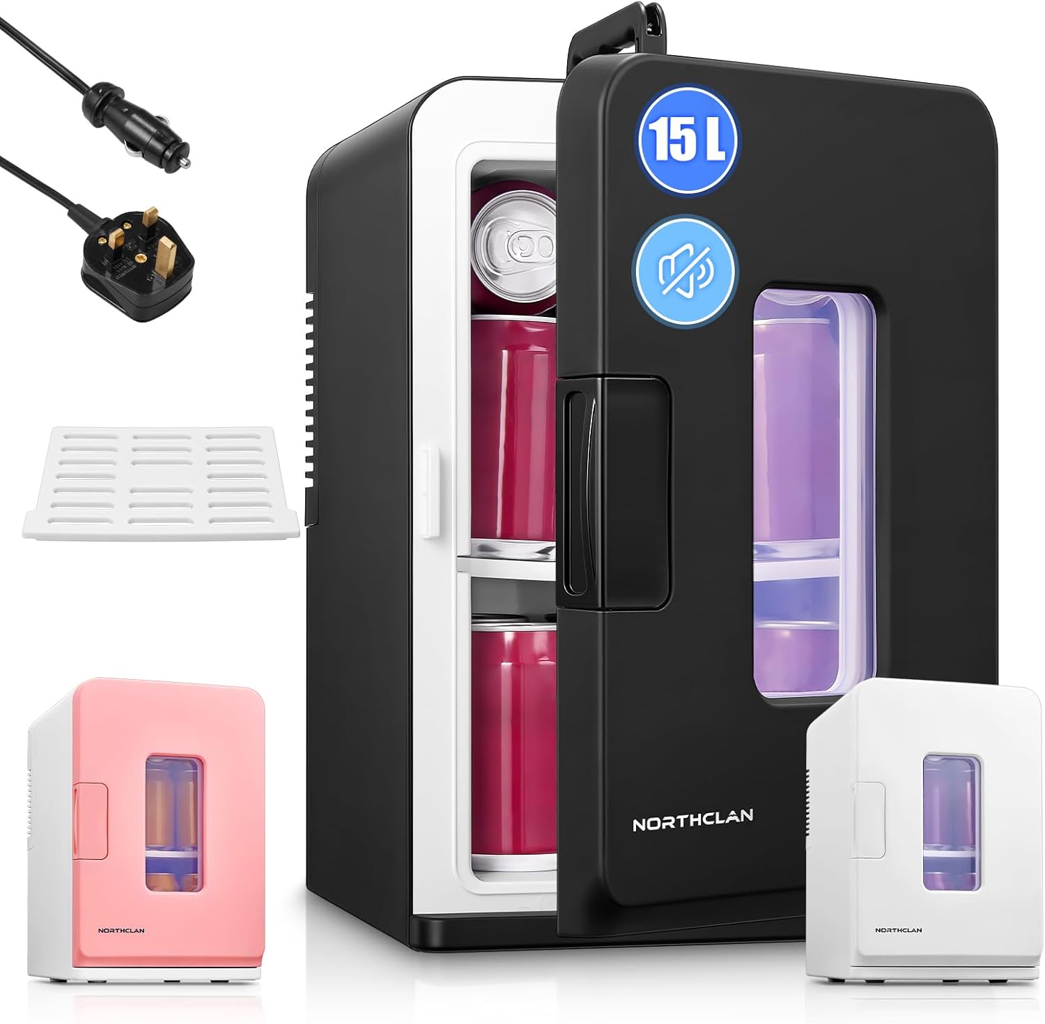 Mini Fridge 15L/21 Cans Mini Fridge for Bedrooms, Upgrade AC+12V DC Power Small Fridge for Dorm, Car, Office, Travel | Max & ECO Mode, Thermoelectric Cooler and Warmer | for Skincare, Beauty, Drink