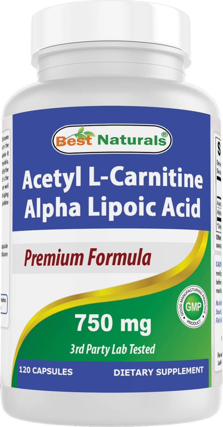 Best Naturals Acetyl L-Carnitine and Alpha Lipoic Acid 750 mg 120 Capsules