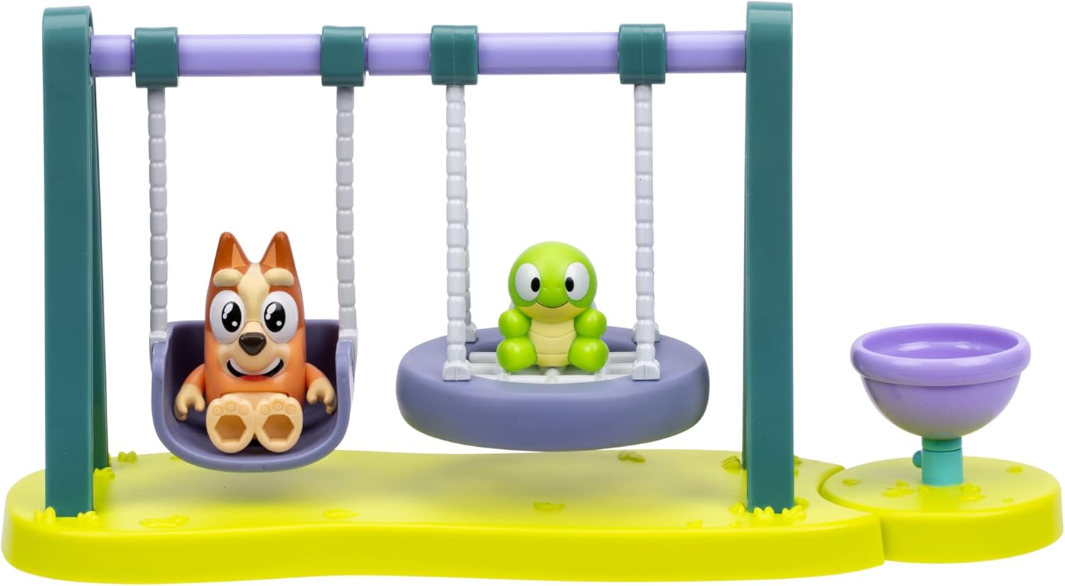 Bluey Mini Playsets, Turtleboy Playground Playset, Includes Articulated Wide-Eyed Bingo Figure and Turtleboy, Swing & Spin together on the Playground