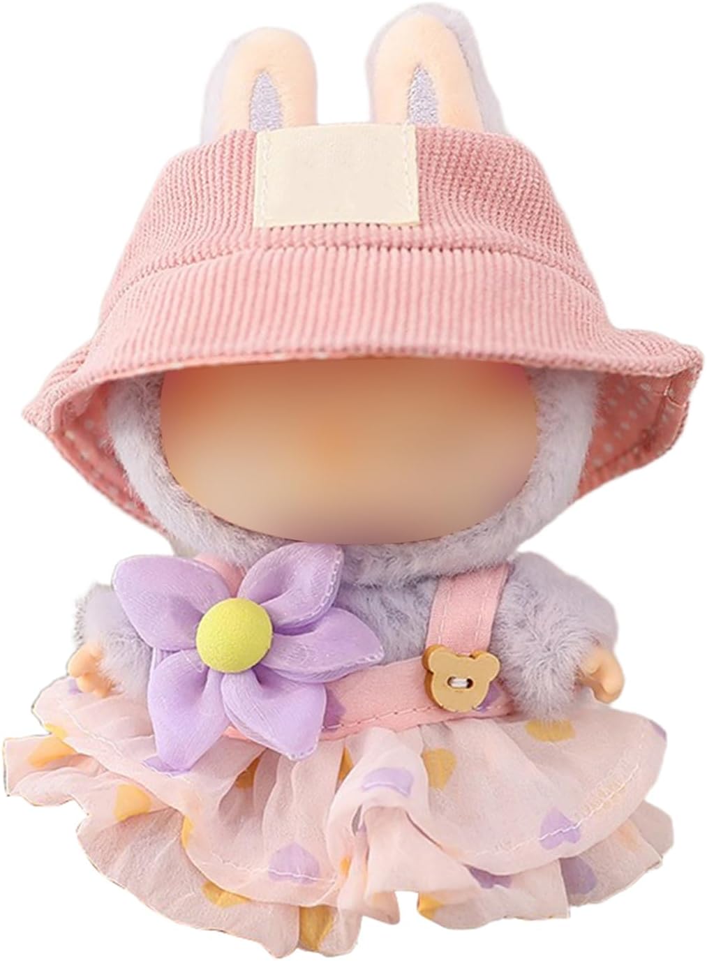 Clothes for Labubu, Skirt Set for Labubu Doll, 2 Piece Set Hat Skirt Outfit Premium Fashion Cute Dress for Labubu Dolls Accessories (NO Doll) (Pink)