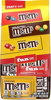 M&M'S Milk Chocolate, Peanut & Peanut Butter Fun Size Variety Pack, Party Size, 19.41 Oz Bulk Candy Bag