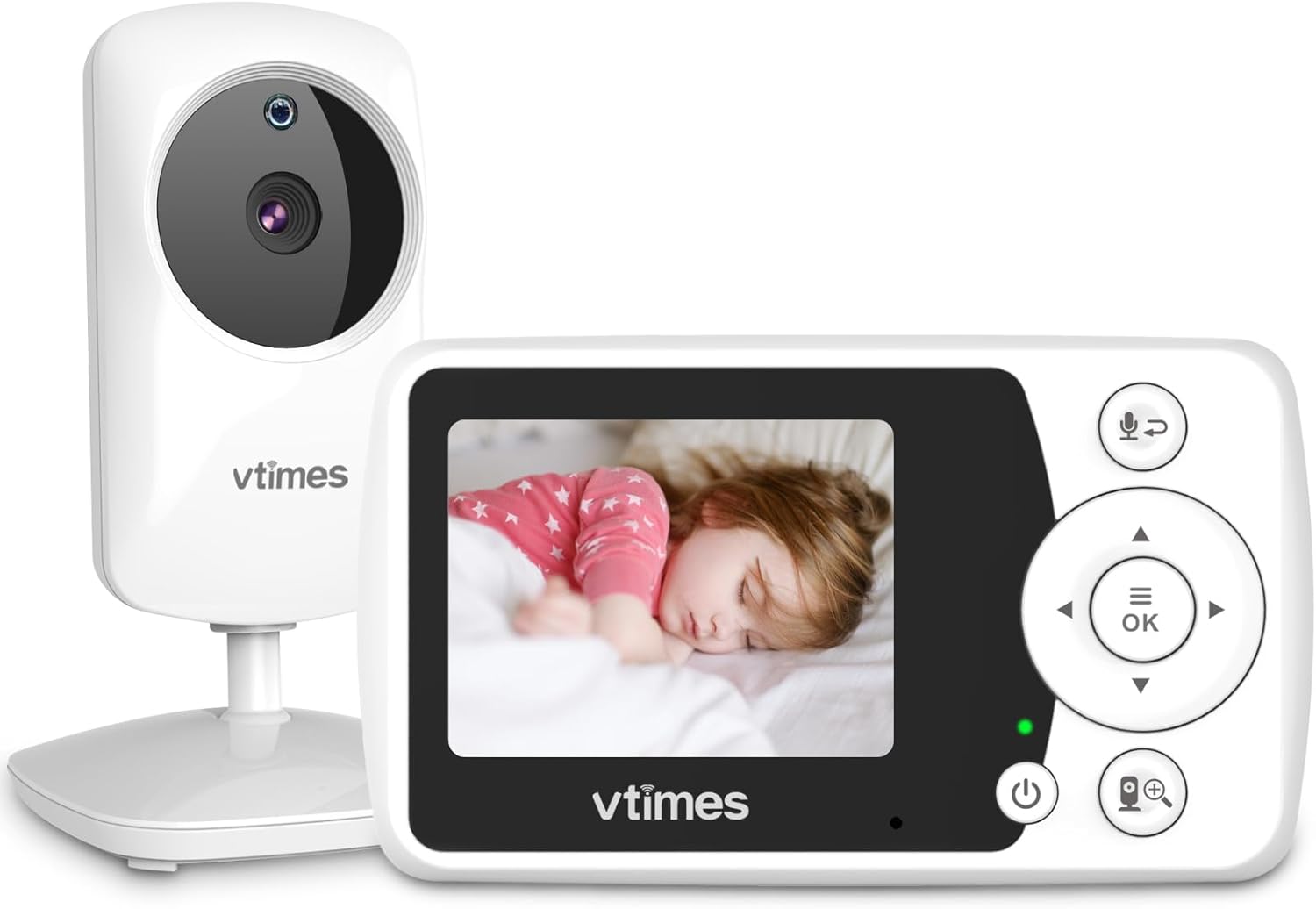 Baby Monitor with Camera and Audio, Video Baby Monitor No WiFi Night Vision, 2.4" LCD Screen Portable Baby Camera VOX Mode Pan-Tilt-Zoom Alarm and 1000ft Range, Ideal for Baby/Elderly/Pet