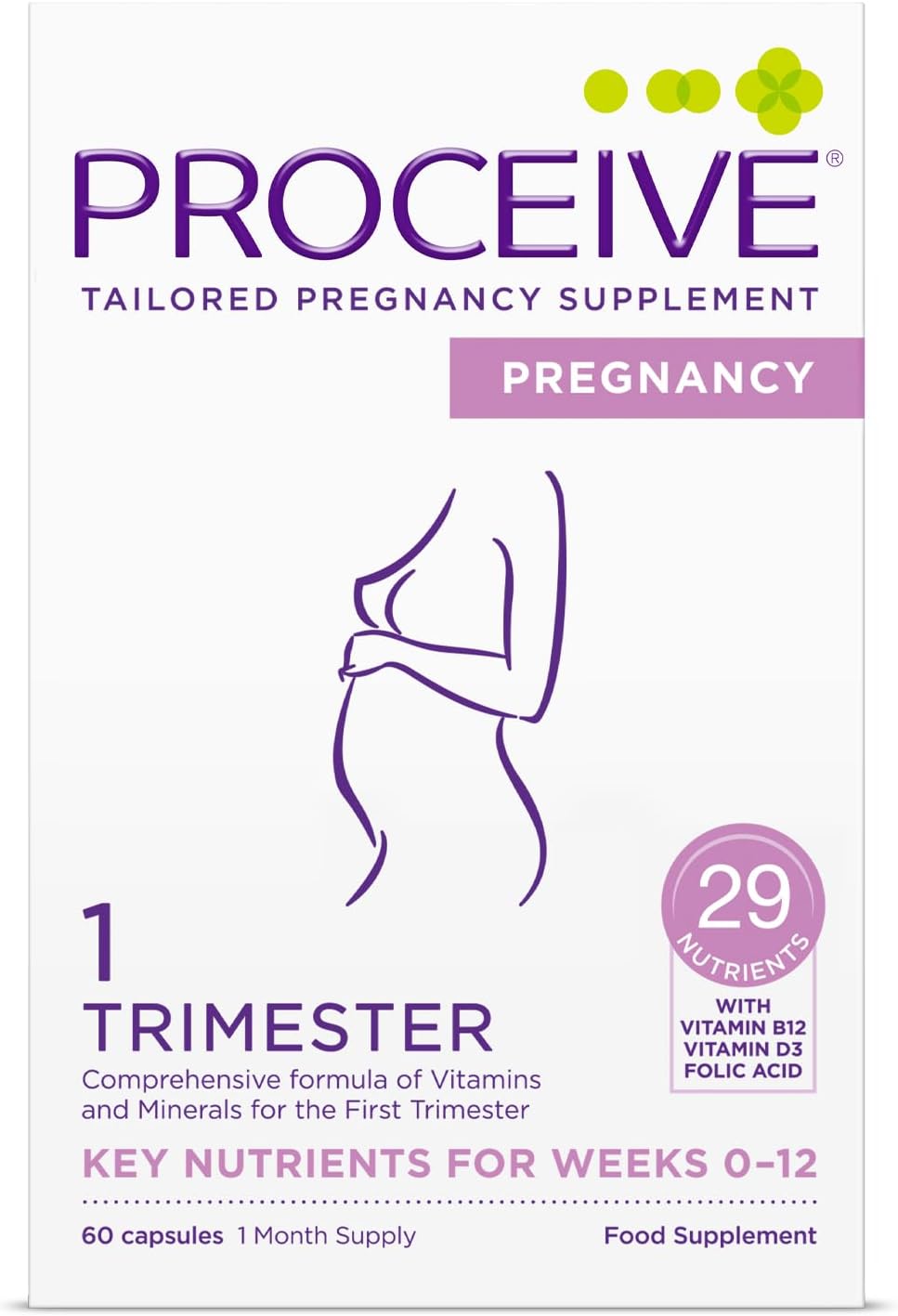 Proceive® Pregnancy Trimester 1 (1-12 Weeks) Vitamin & Mineral Supplements 60 Capsules - Vegan