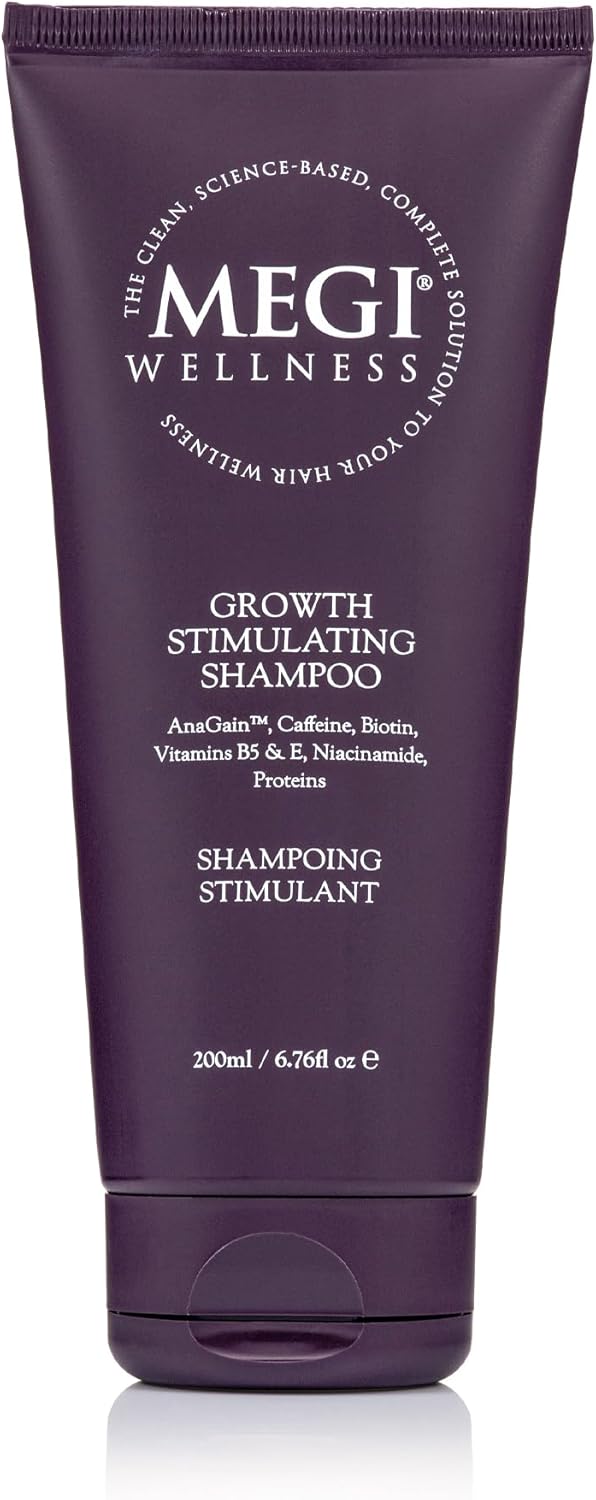 MEGI WELLNESS Hair Growth Shampoo – Natural Minoxidil Alternative with Caffeine, Biotin, AnaGain™, SymHair® for Thinning Hair – Clinically Tested Ingredients – Vegan, SLS-Free - Men & Women (200ml)