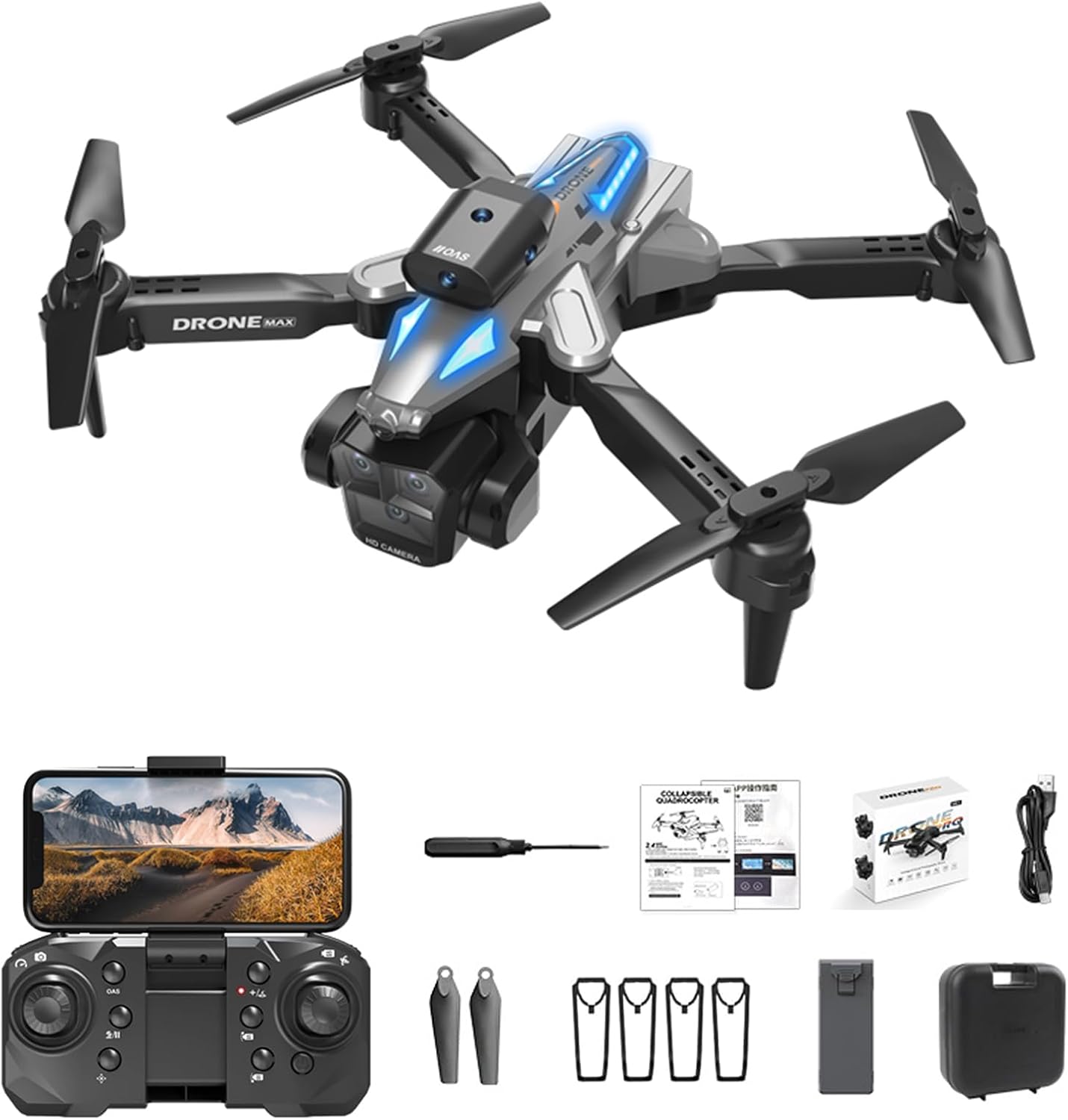 C10 Mini Drone with 1080p Camera for Kids, HD Dual Cameras RC Quadcopter with Four Direction Obstacle Avoidance, 360° Flips, Drones for Kids Adult, Beginner (Grey)