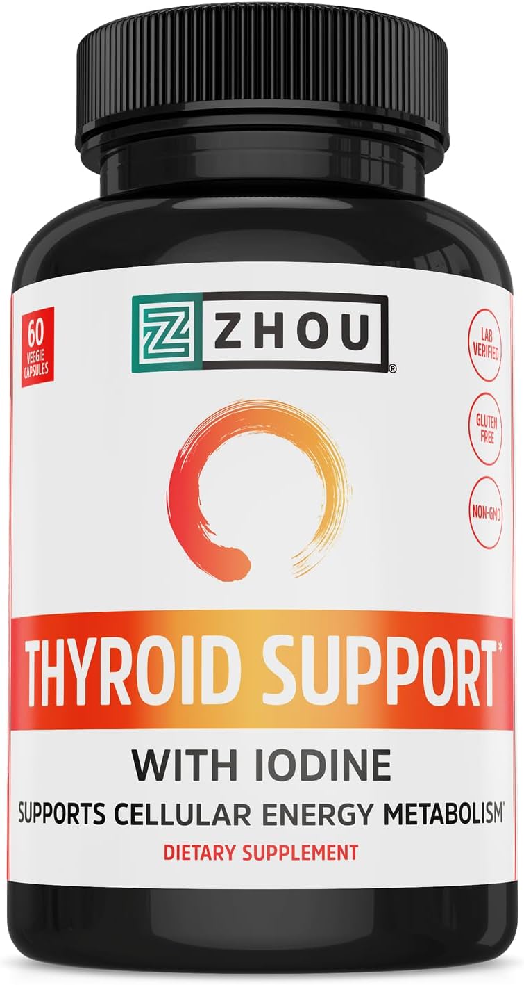 Zhou Thyroid Support Supplement - 60 Veggie Capsules (Pack of 1).