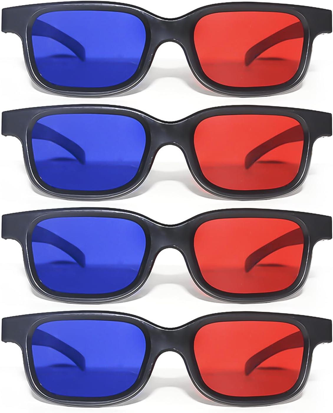 XMNIVATE 4 Pieces 3D Tv Glasses, Red And Blue 3D Glasses, 3D Glasses For Watching Movies, 3D Glasses For Computer Games, Portable 3D Glasses