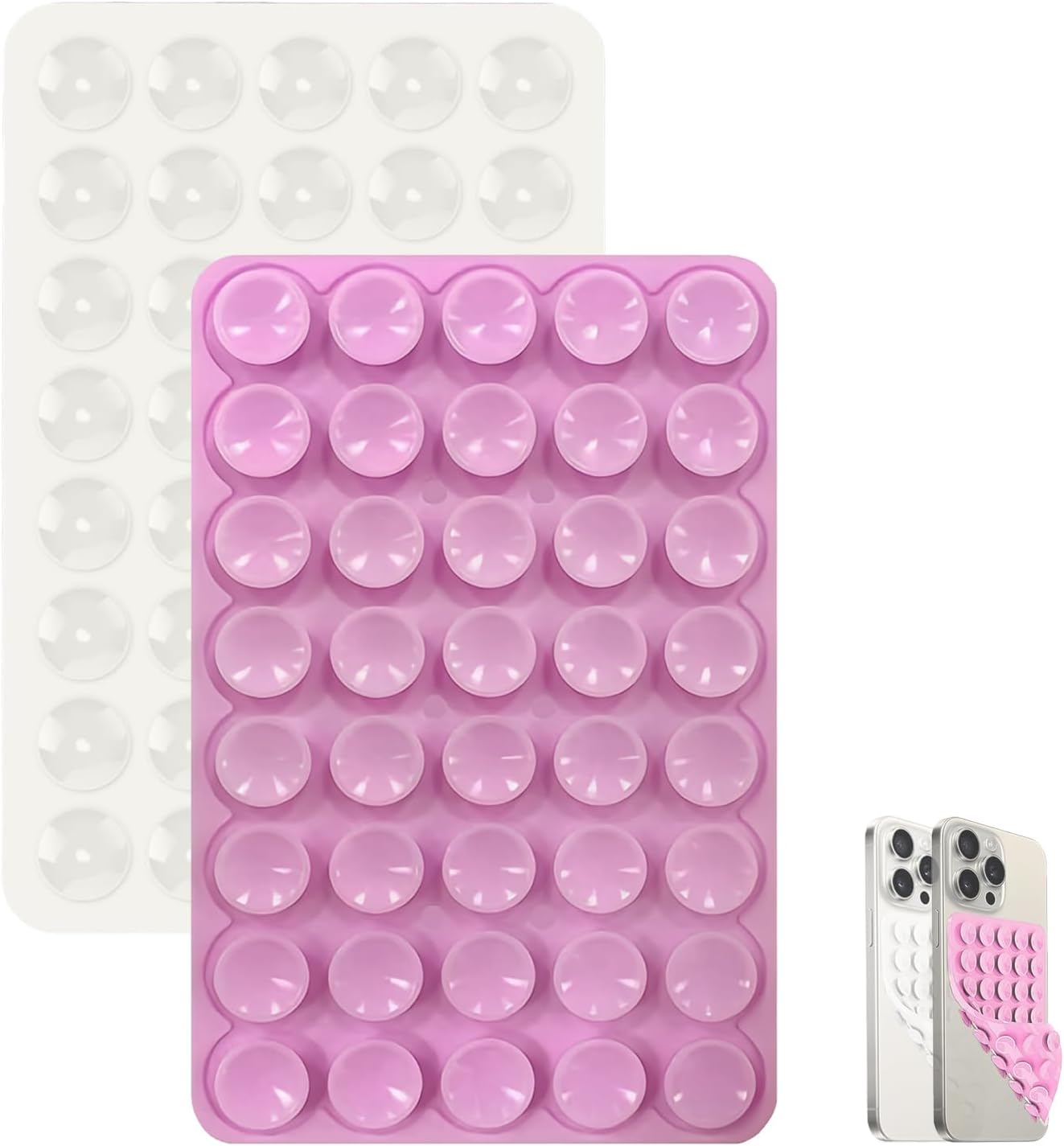 2-Pack Double-Sided Suction Phone Grip, Octo Cup Buddy Suction Phone Case Mount for iPhone and Android, Hands-Free Sticky Cell Phone Grip, Mobile Fidget Mirror Holder for Selfies and Videos.