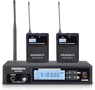 UHF Mono Wireless in Ear Monitor System, IEM System, Professional Transmitter and Beltpack Receiver for Studio, Guitar, DJ, Live Performance System with Earphone,164Ft(Black)