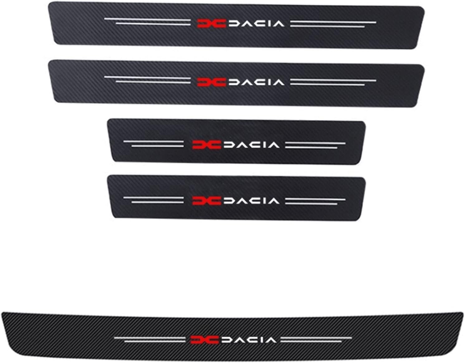 KBUYS 5pc Car Door Sill Threshold Protector Sticker Compatible With Dacia Logo Duster Spring Logan Sandero Jogger Lodgy Bigster Dokker Accessories (Color : 5PCS NEW For DACIA)