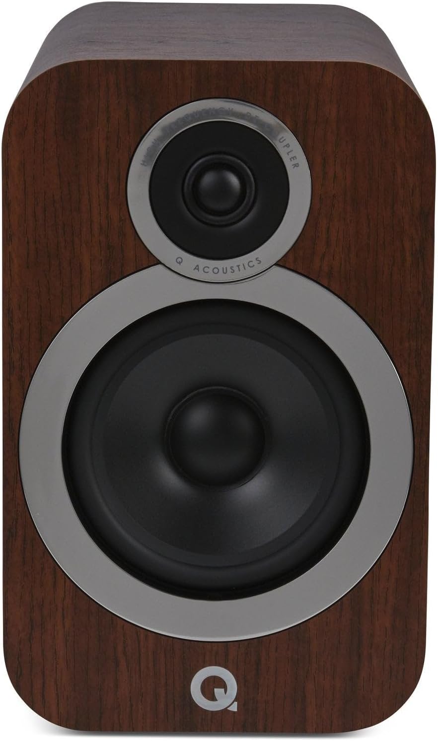 Q Acoustics 3030i Bookshelf Speakers Walnut (Pair) – HiFi Stereo Standmount Speakers with 165mm Mid/Bass Driver, Deep Bass & Clear Sound, Compact Home Audio, Magnetic Grilles, Chrome Finish