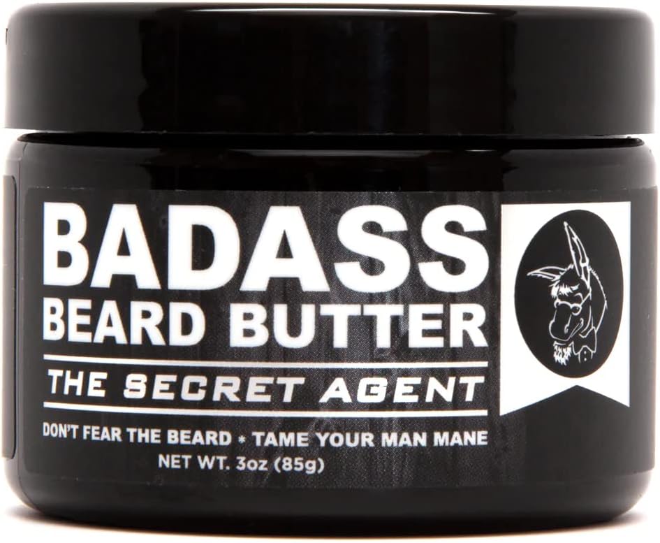 Badass Beard Care Beard Butter For Men - THE SECRET AGENT, 3 oz - Made of Natural Ingrediens for Healthy, Soften and Itchness Free Beard and Mustache