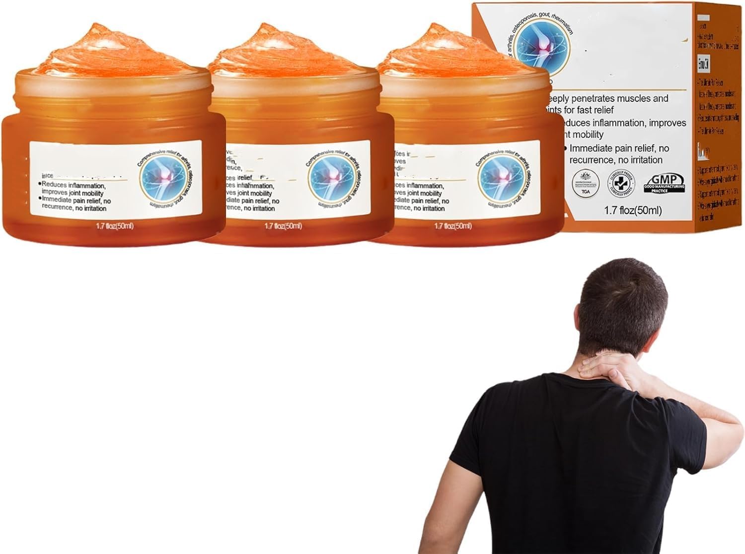 2 Emu Oil Turmeric Joint Gel, Professional Soothing Massage Gel, Effective Relief for Back, Neck, Hands and Knees Pain, Arthritis Cream, Quick Absorption and Non-Greasy