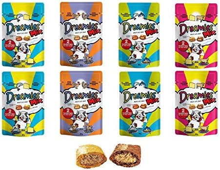 Dreamies Bulk Buy 8 Packs of Mixed (2 of Each Flavour), See Which One Your Cat Or Kitten Loves The Most! Save On Postage by Bulk Buying! 8 X 60G Bags (480G Total)