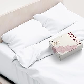 Mayfair Linen 100% Egyptian Cotton Sheets King Size - 800 High Thread Count Sheets King, 4 PC White Luxury Hotel King Size Sheets Set, 16" Deep Pocket Sateen Weave Extra Soft Cooling Bed Sheet Sets