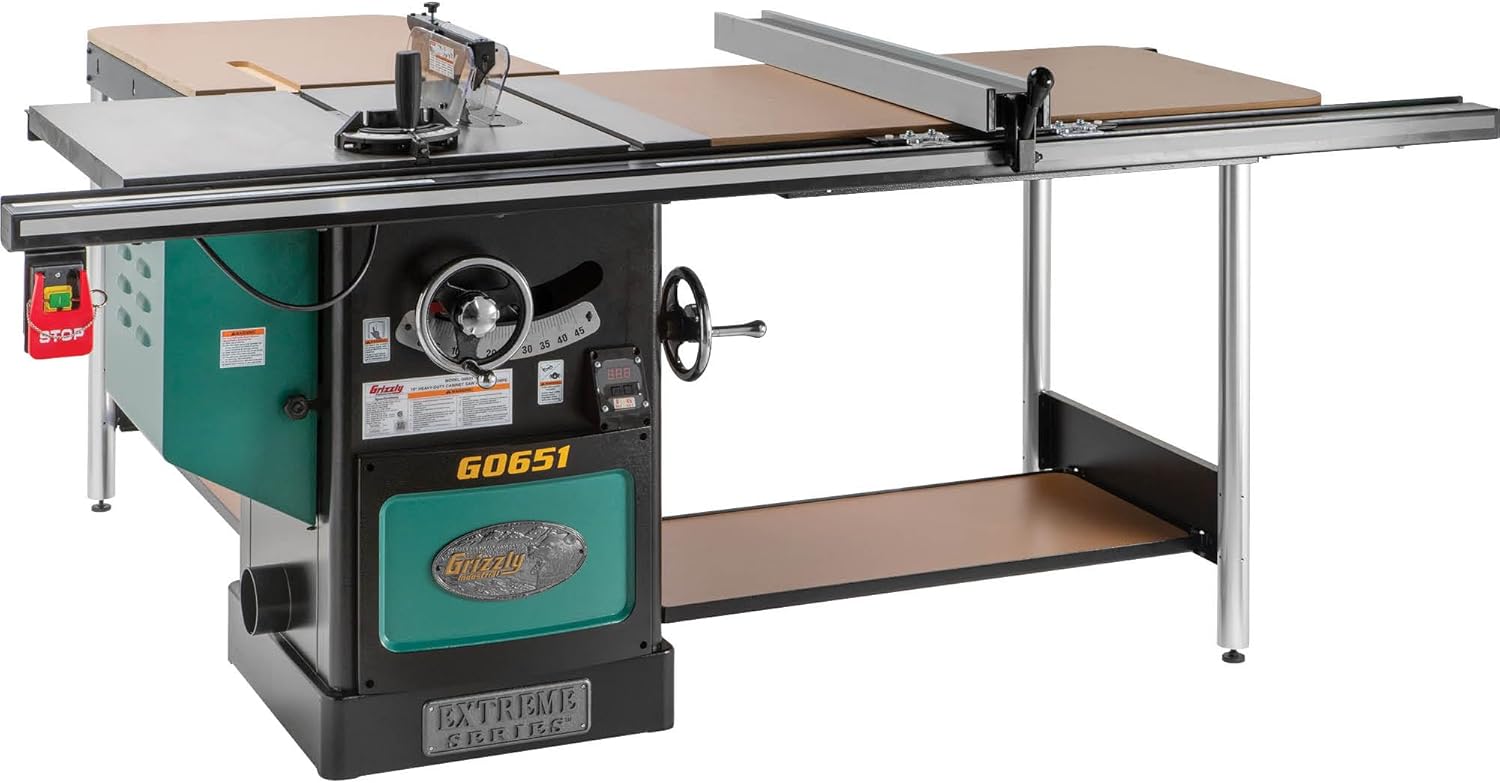 Grizzly Industrial G0651-10" 3 HP 220V Heavy Duty Cabinet Table Saw
