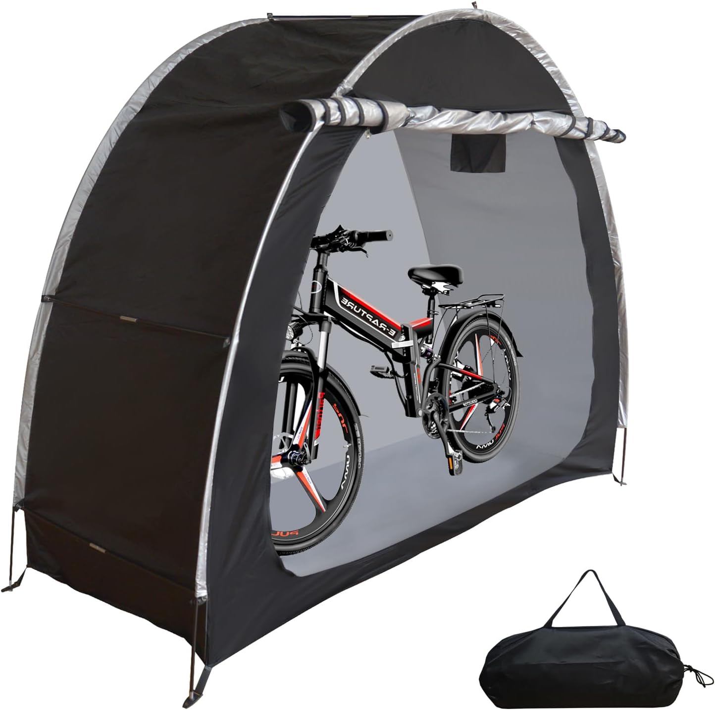 Bicycle Storage Tent Garden Bike Shelter Cover Shed Outdoor Black Moped Scooter Zipper Door Resistant UV Wheelchair Walker Rolator Mobility Lawnmower Protective Protector Large